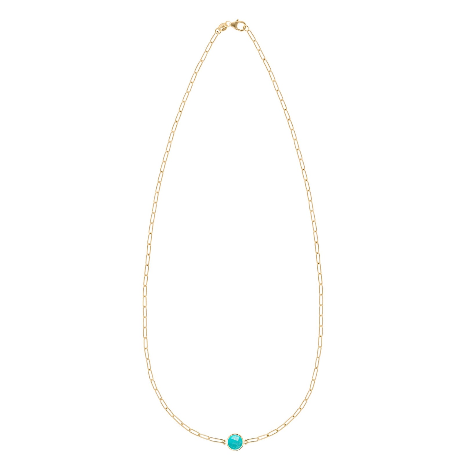 Grand 1 Turquoise Adelaide Mini Necklace in 14k Gold (December)