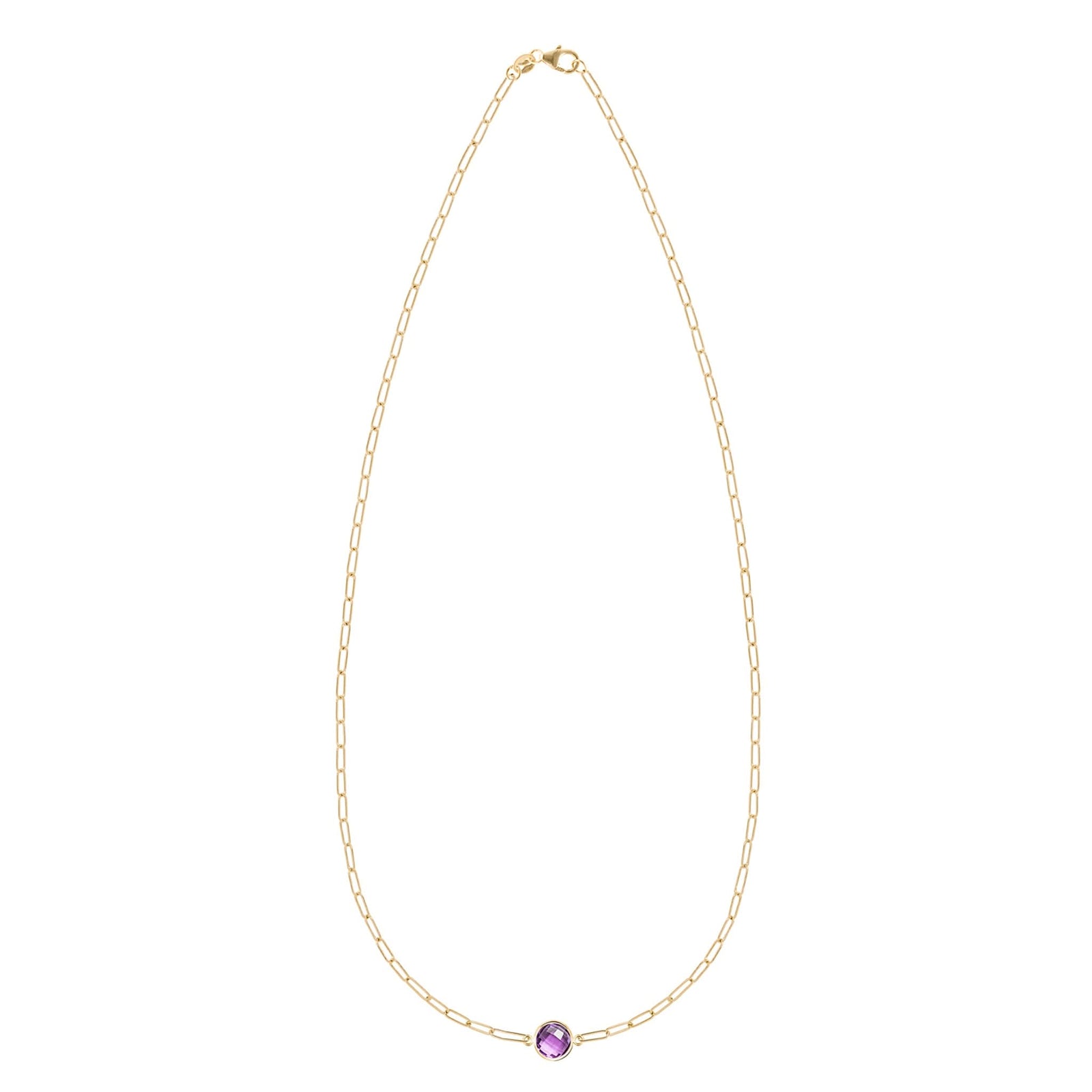 Grand 1 Amethyst Adelaide Mini Necklace in 14k Gold (February)