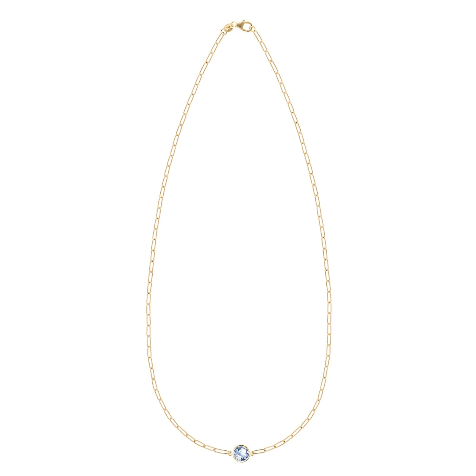 Grand 1 Aquamarine Adelaide Mini Necklace in 14k Gold (March)
