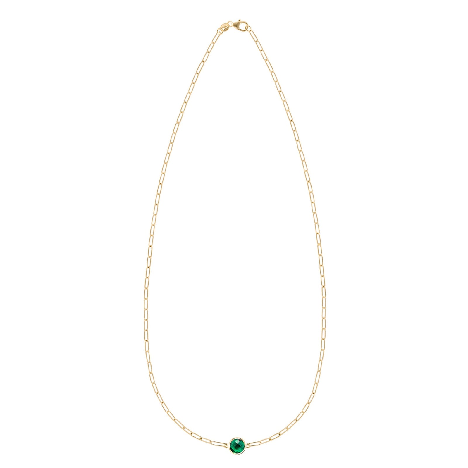 Grand 1 Emerald Adelaide Mini Necklace in 14k Gold (May)