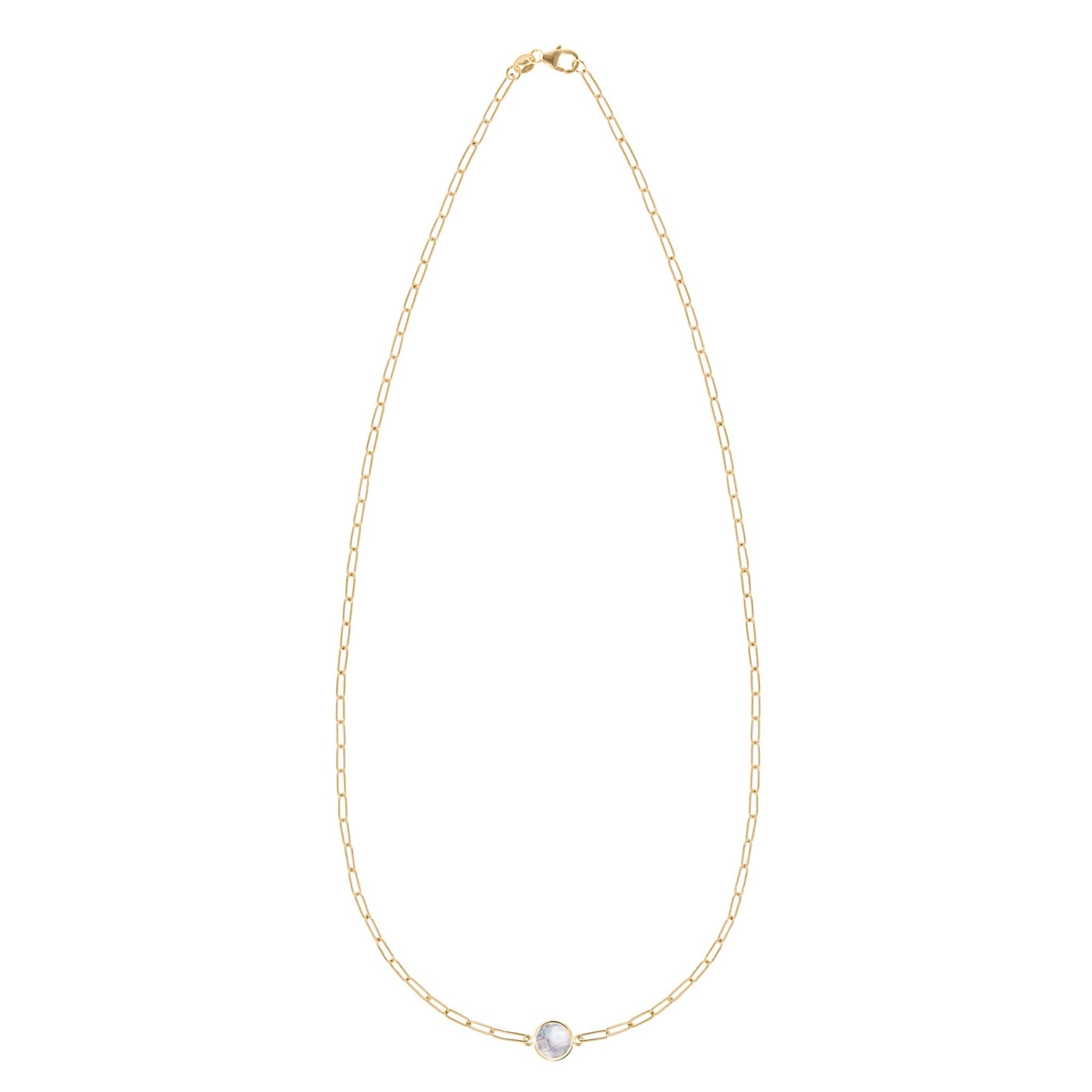 Grand 1 Moonstone Adelaide Mini Necklace in 14k Gold (June)