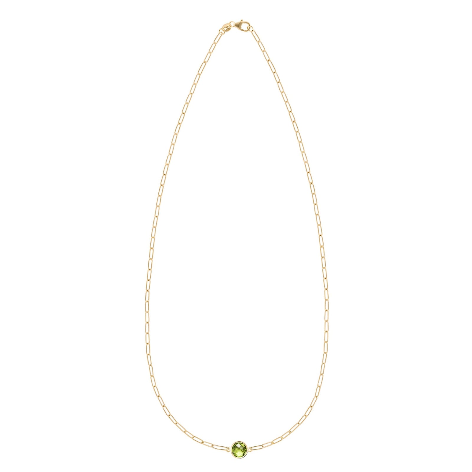 Grand 1 Peridot Adelaide Mini Necklace in 14k Gold (August)