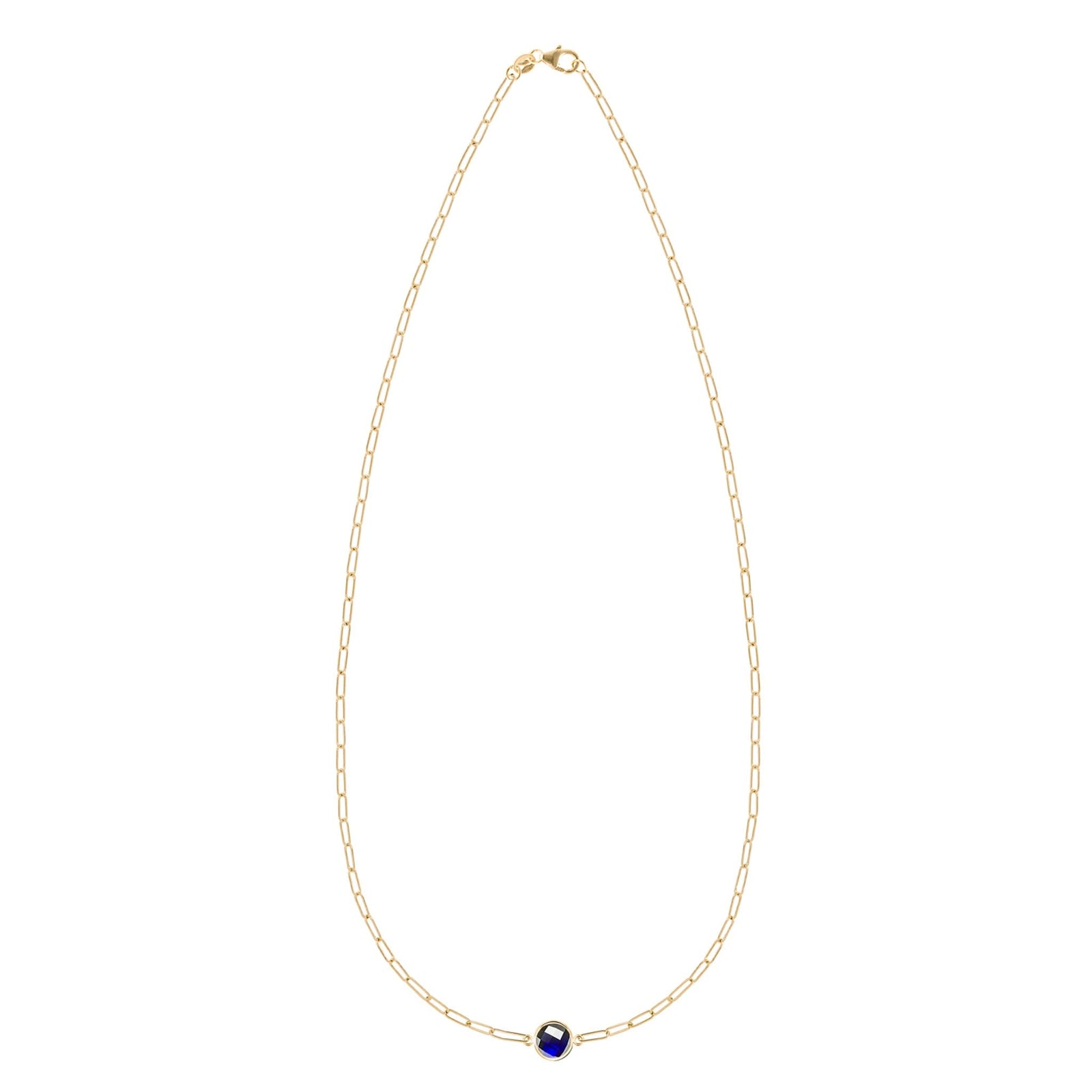 Grand 1 Sapphire Adelaide Mini Necklace in 14k Gold (September)