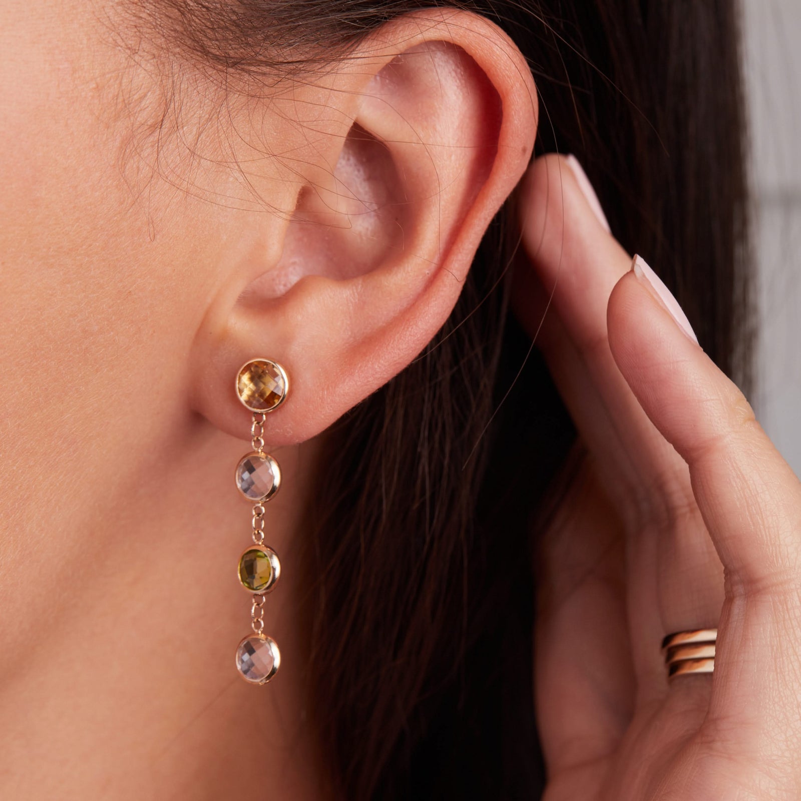 Grand 4 Birthstone Earrings in 14k Gold