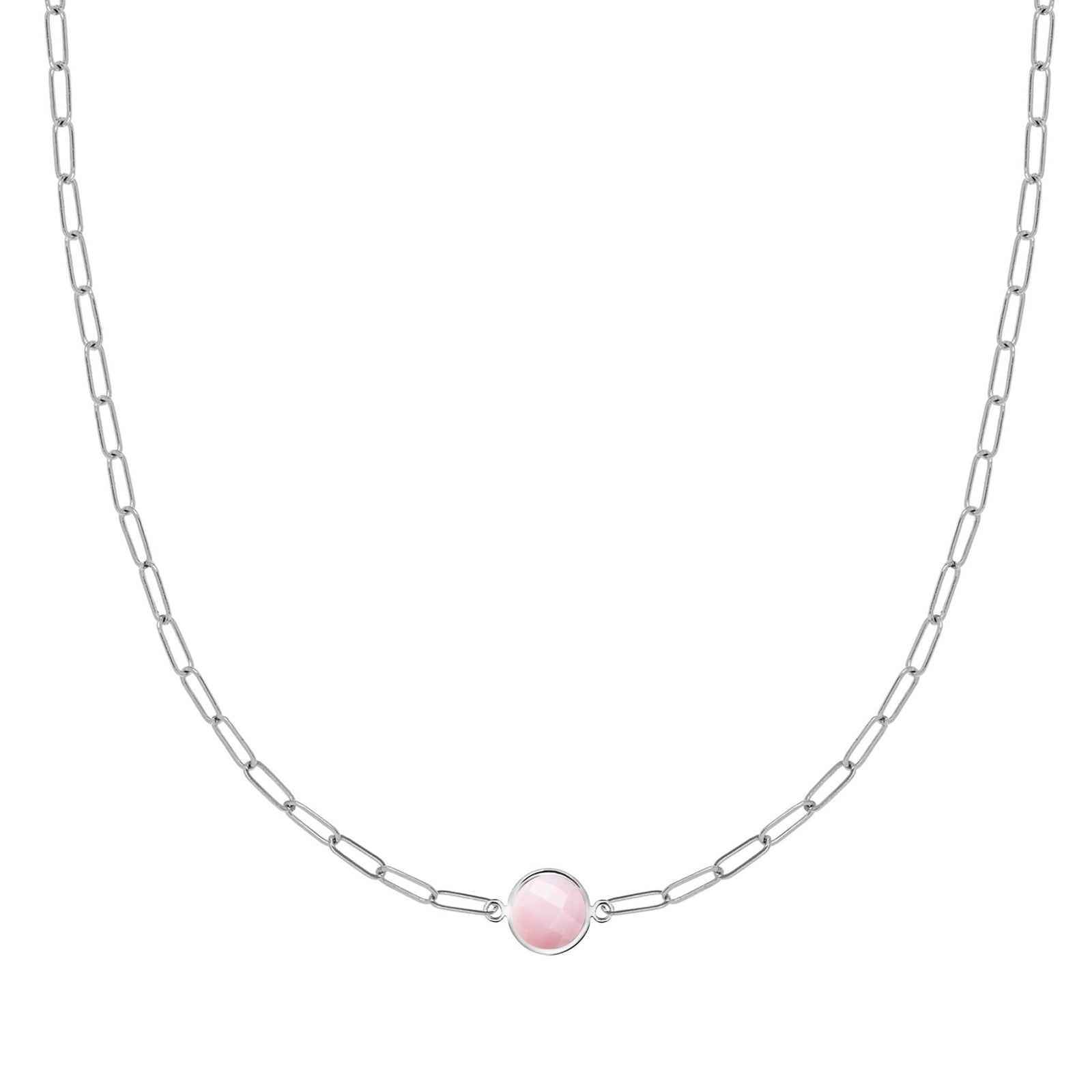 Grand 1 Pink Opal Adelaide Mini Necklace in 14k Gold (October)