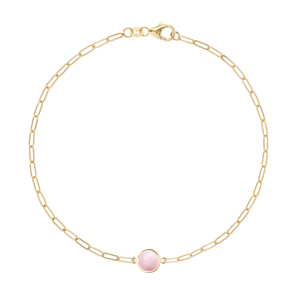 Grand 1 Pink Opal Adelaide Mini Bracelet in 14k Gold (October)