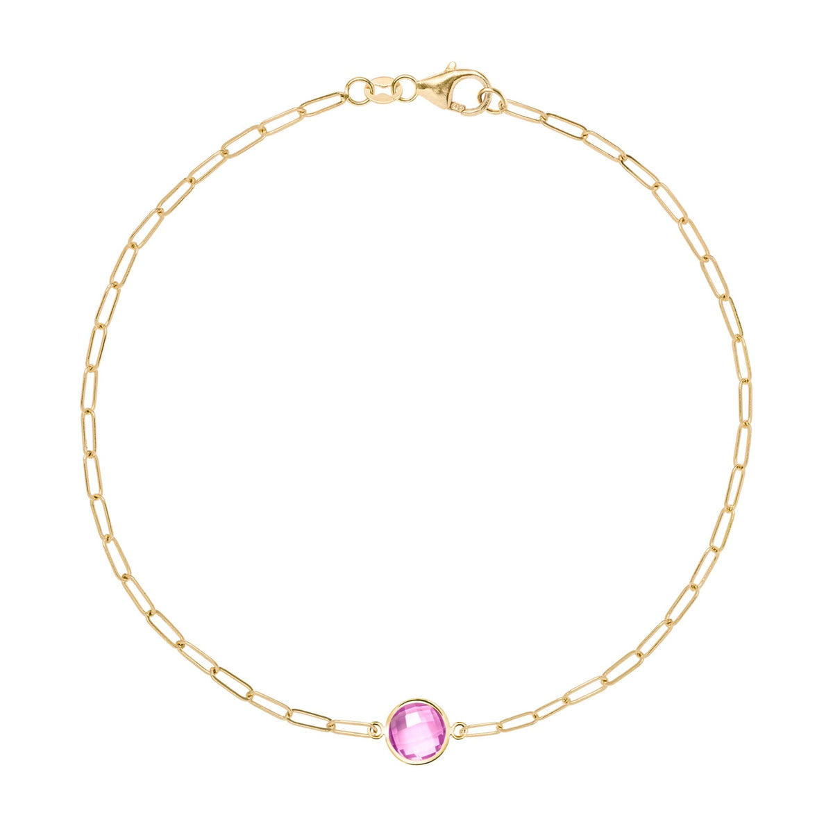 Grand 1 Pink Sapphire Adelaide Mini Bracelet in 14k Gold (October)