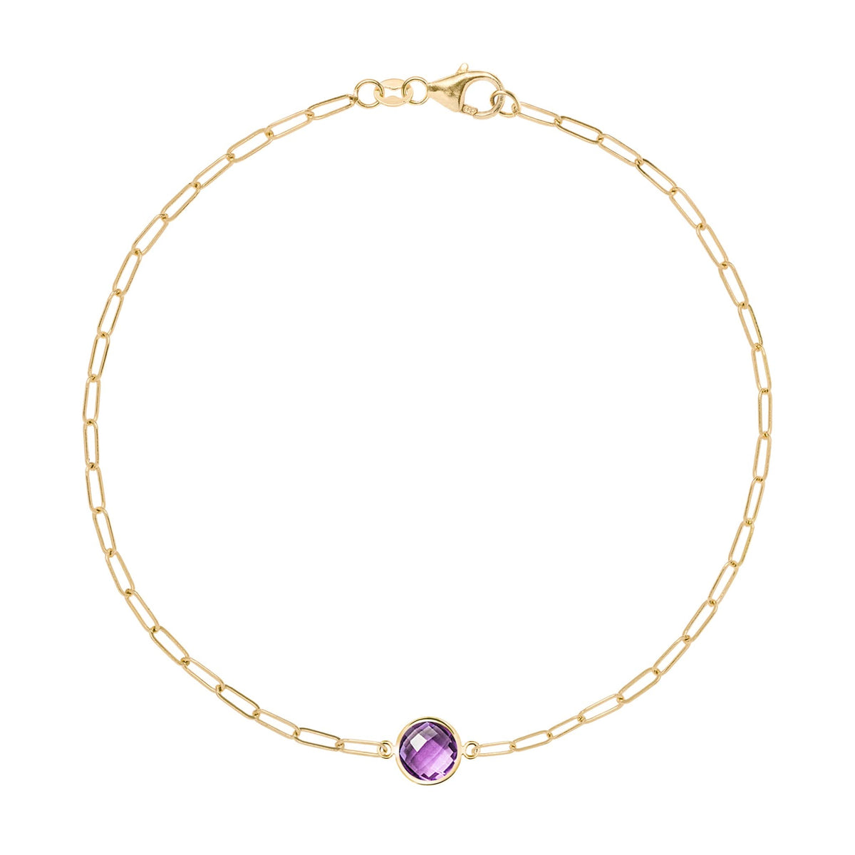 Grand 1 Amethyst Adelaide Mini Bracelet in 14k Gold (February)