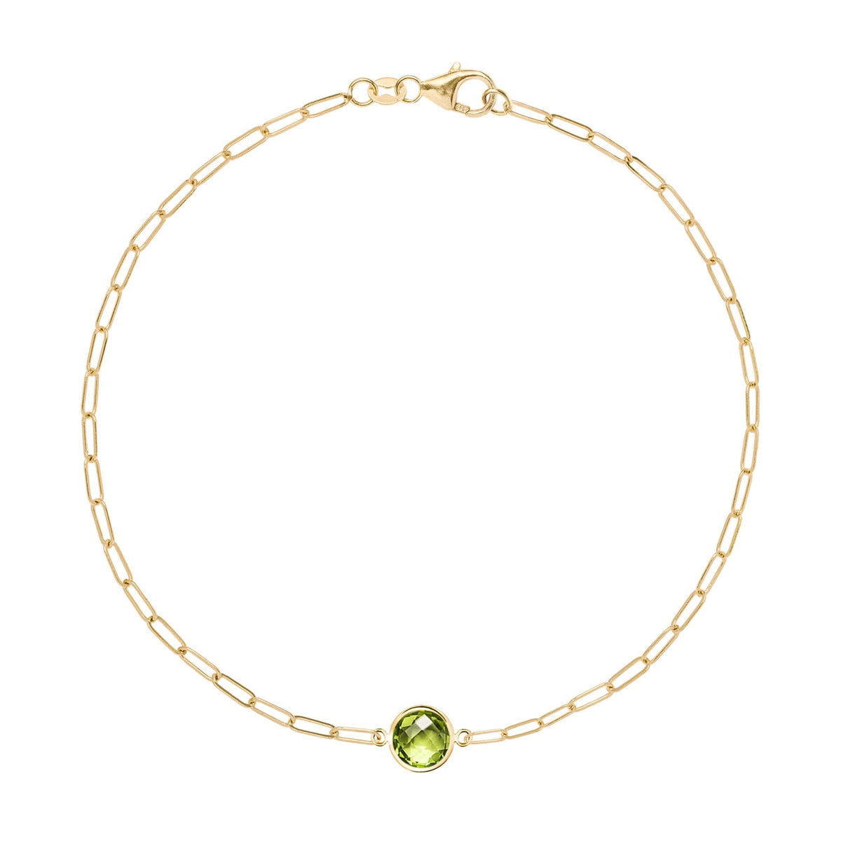 Grand 1 Peridot Adelaide Mini Bracelet in 14k Gold (August)
