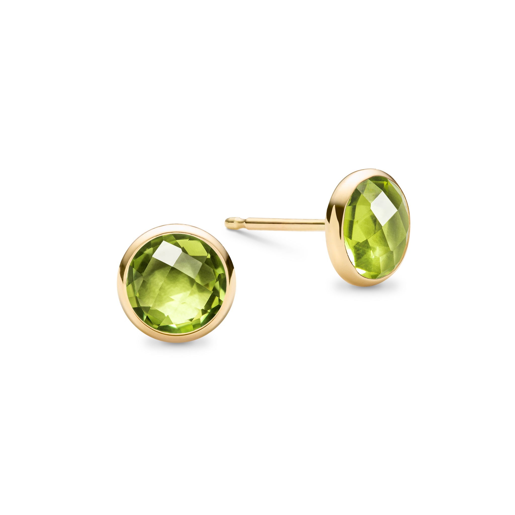 Solid 14k Yellow Gold newest Green Peridot Dangle Stud Earrings