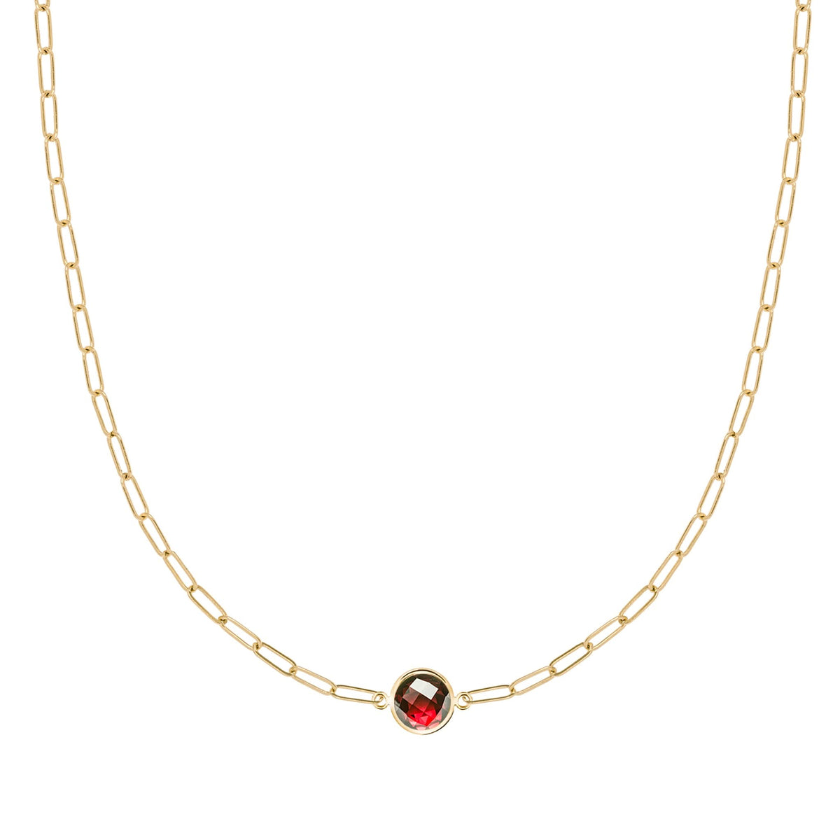 Grand 1 Garnet Adelaide Mini Necklace in 14k Gold (January)
