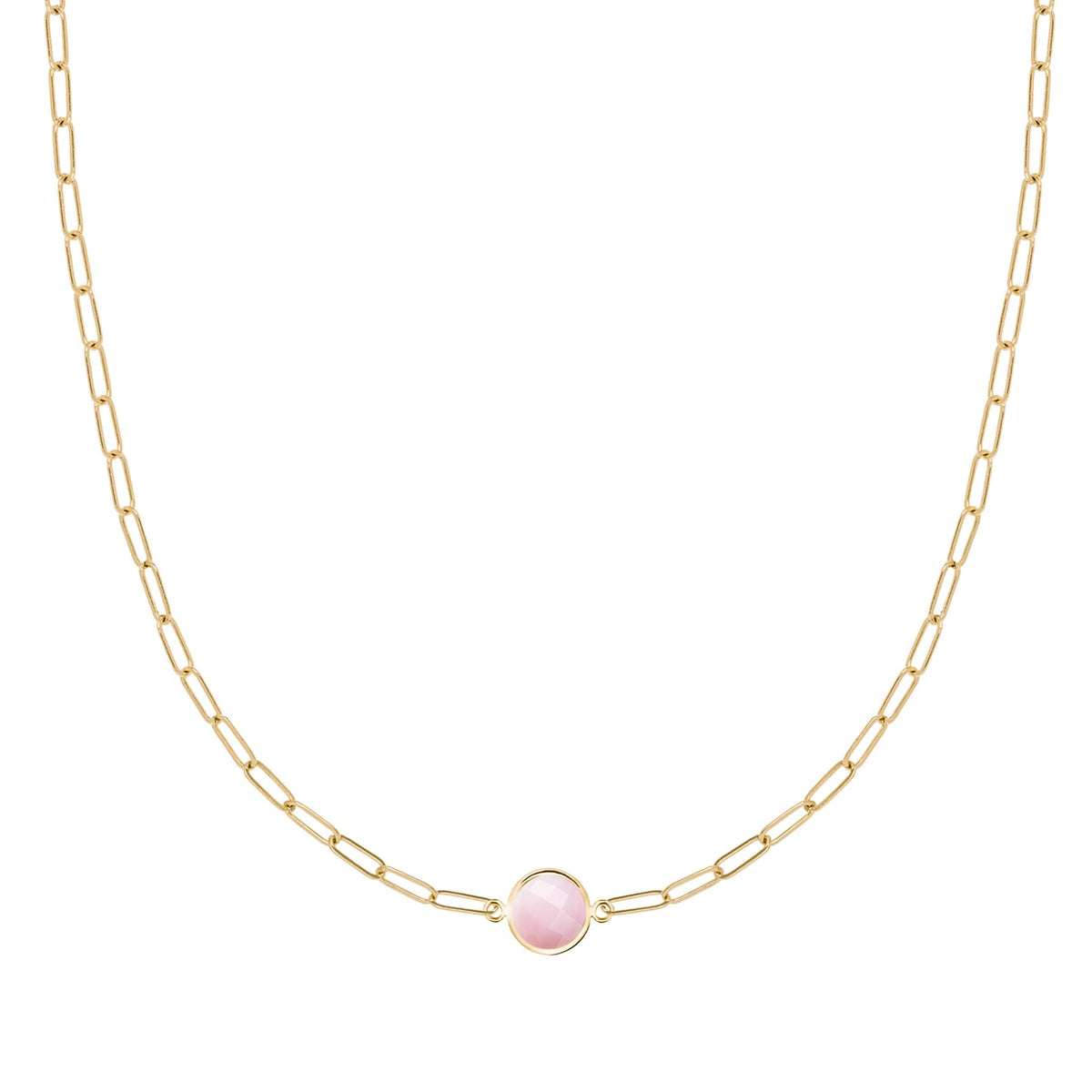 Grand 1 Pink Opal Adelaide Mini Necklace in 14k Gold (October)