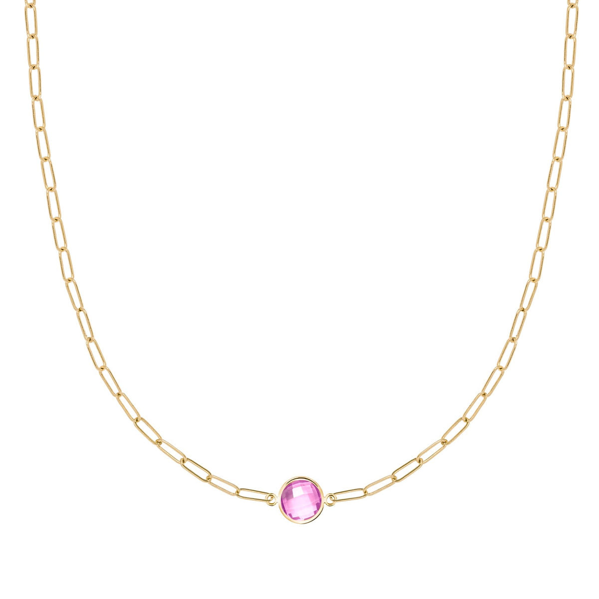 Grand 1 Pink Sapphire Adelaide Mini Necklace in 14k Gold (October)
