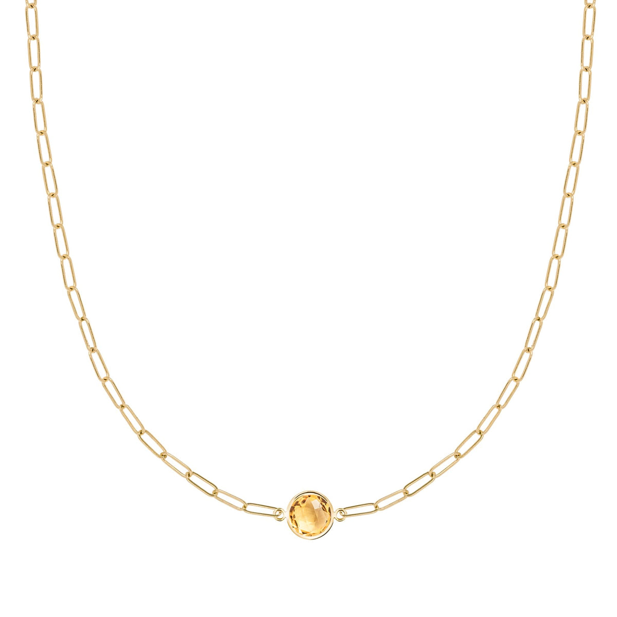 Grand 1 Citrine Adelaide Mini Necklace in 14k Gold (November)