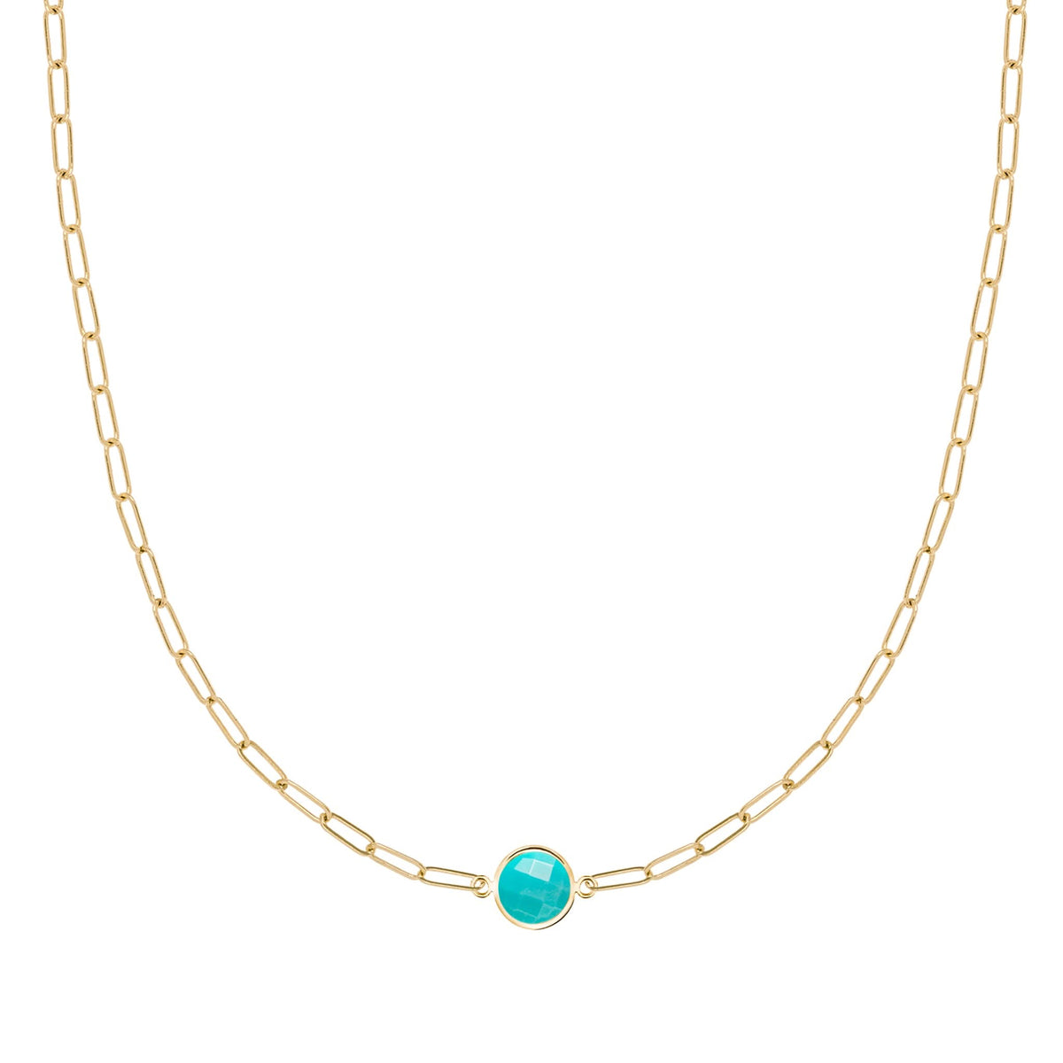 Grand 1 Turquoise Adelaide Mini Necklace in 14k Gold (December)