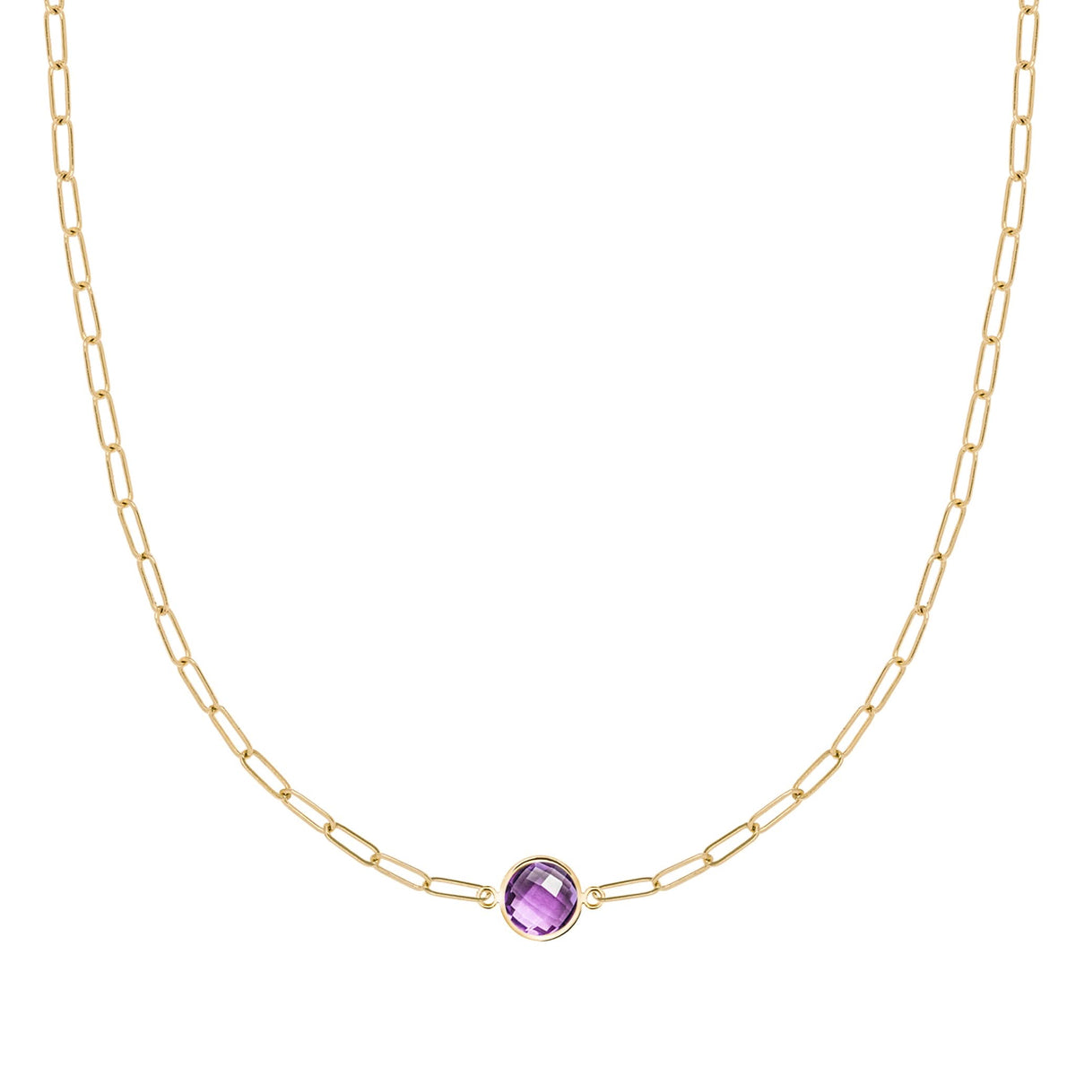 Grand 1 Amethyst Adelaide Mini Necklace in 14k Gold (February)