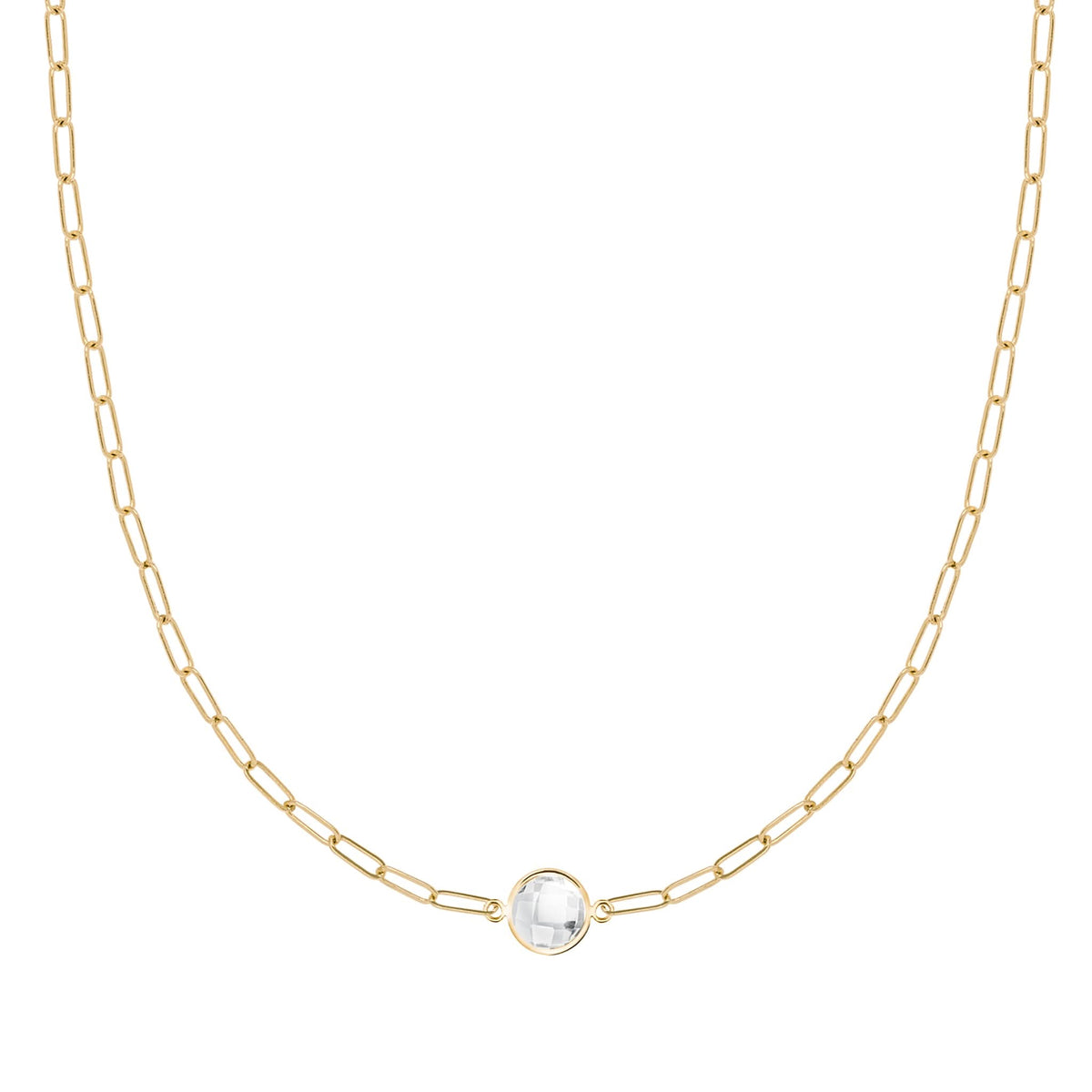 Grand 1 White Topaz Adelaide Mini Necklace in 14k Gold (April)