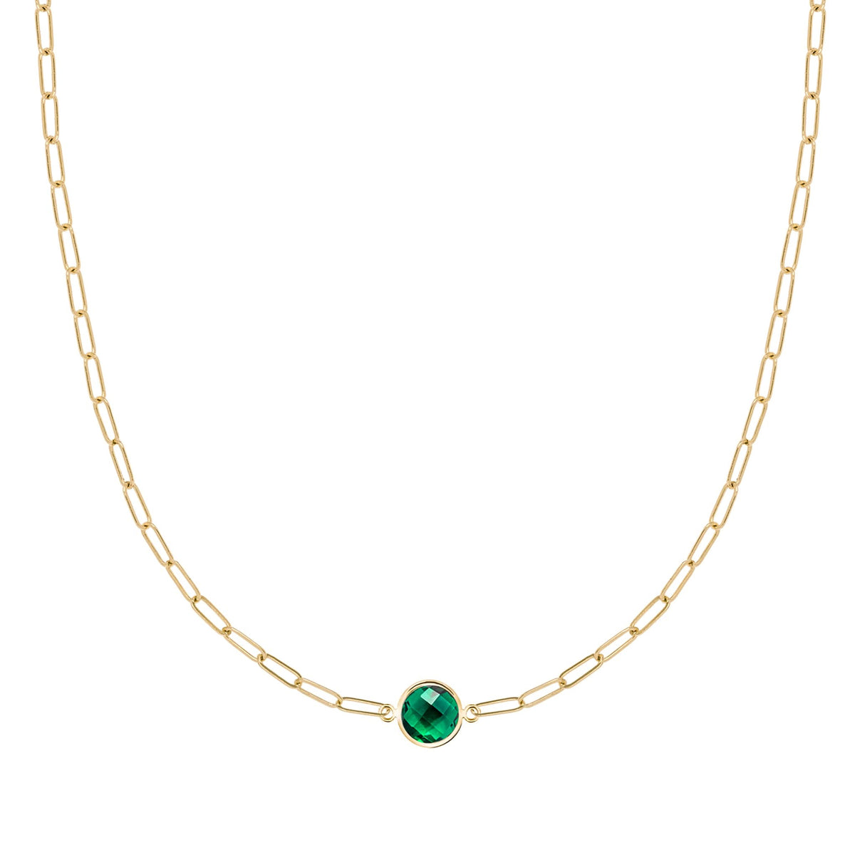 Grand 1 Emerald Adelaide Mini Necklace in 14k Gold (May)