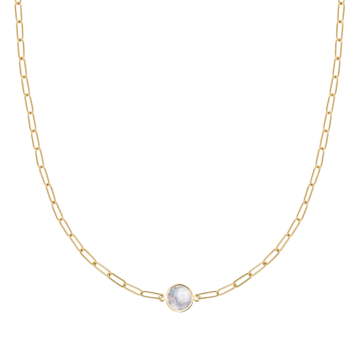 Grand 1 Moonstone Adelaide Mini Necklace in 14k Gold (June)
