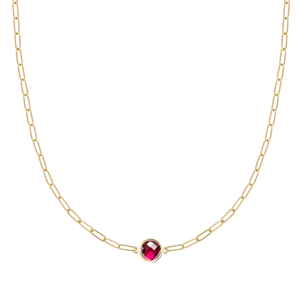 Grand 1 Ruby Adelaide Mini Necklace in 14k Gold (July)