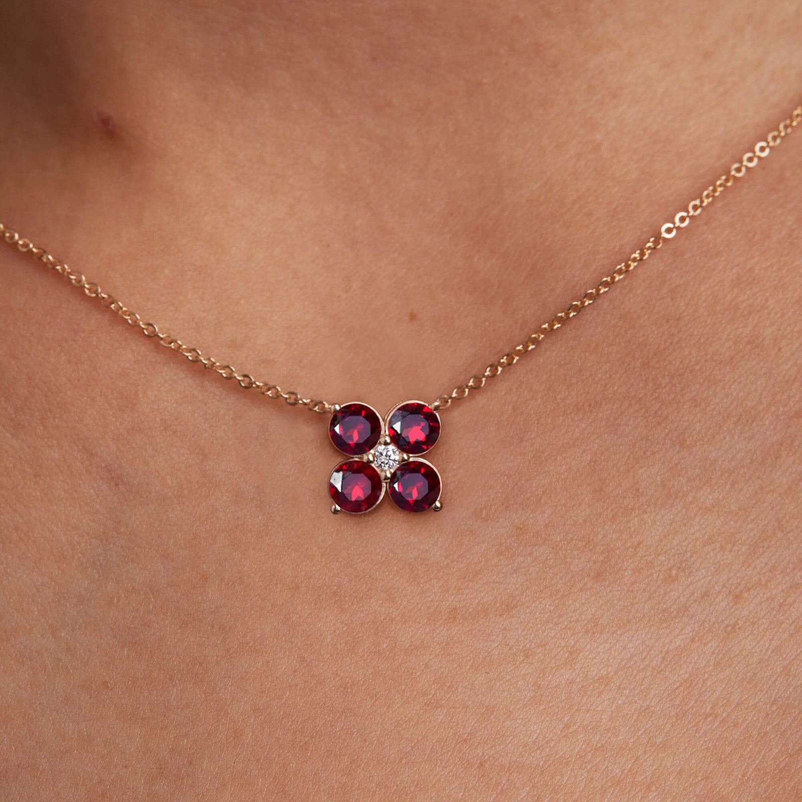 The Vault: Greenwich 4 Ruby & Diamond Necklace, White Gold Size Medium