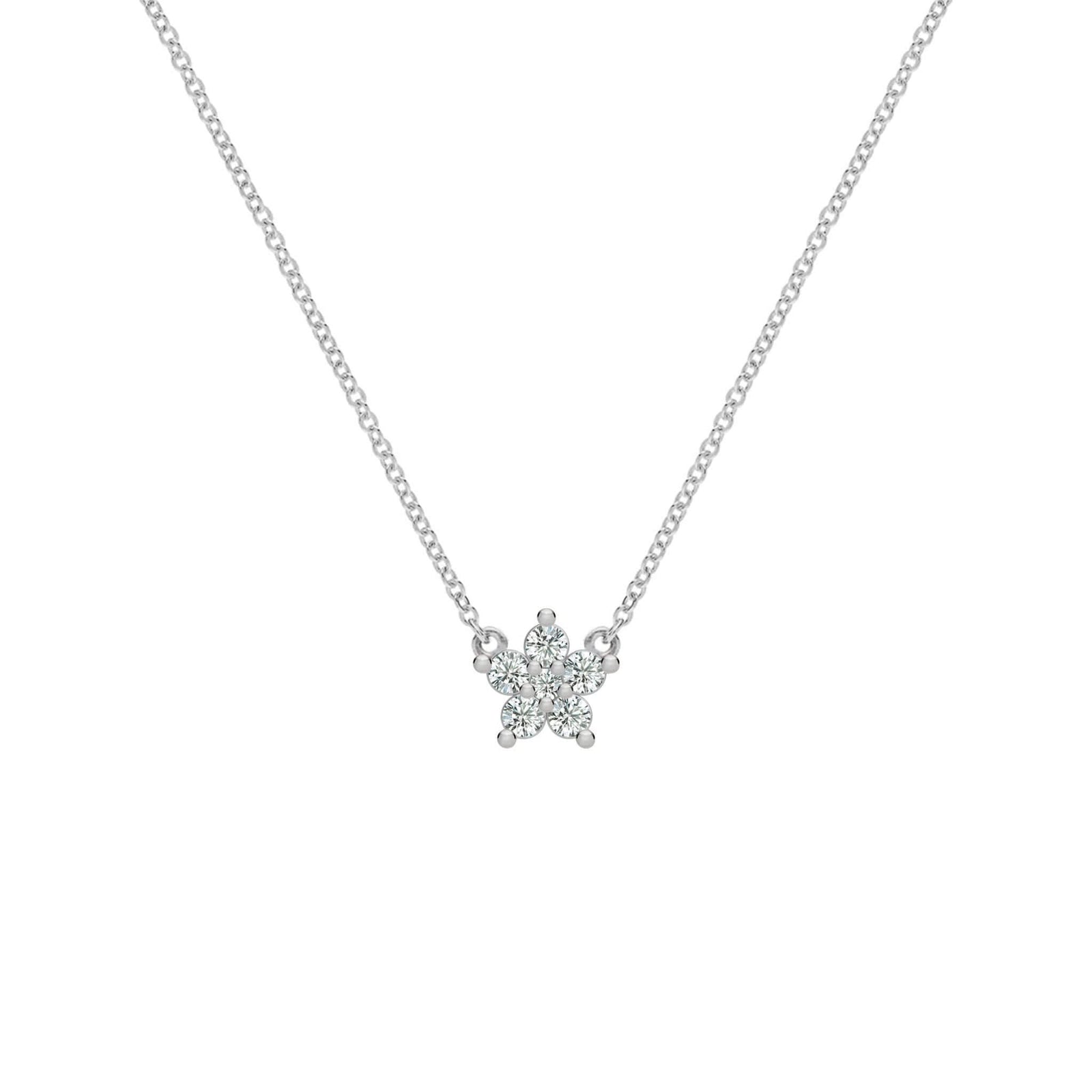 Greenwich Mini Flower Diamond Necklace in 14k Gold (April)