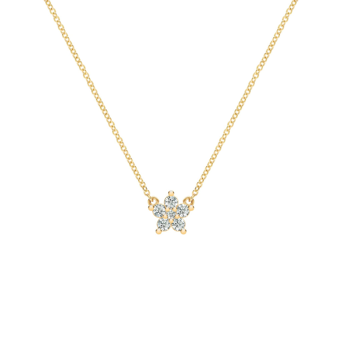 Greenwich Mini Flower Diamond Necklace in 14k Gold (April)