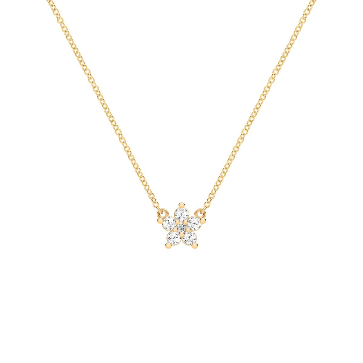 Greenwich Mini Flower Birthstone & Diamond Necklace in 14k Gold