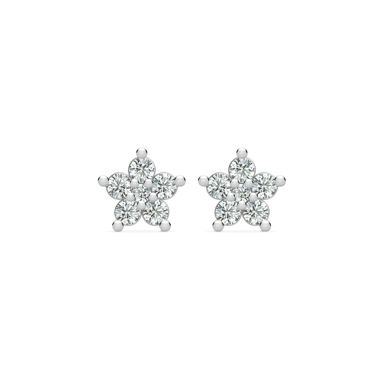 Greenwich Mini Flower Diamond Earrings in 14k Gold (April)