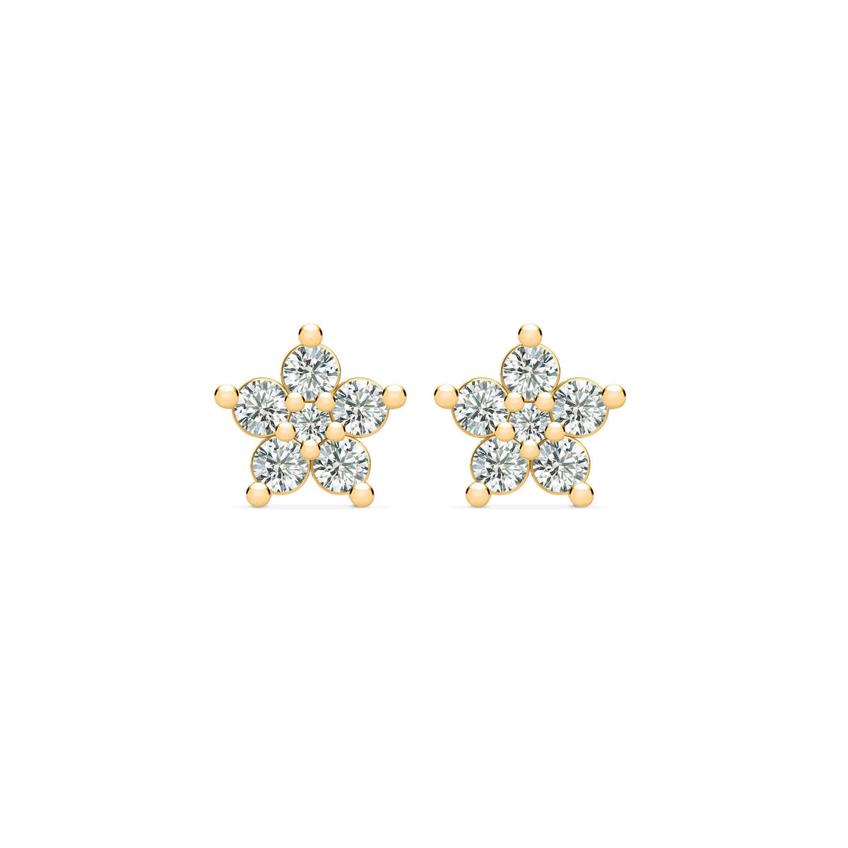 Greenwich Mini Flower Diamond Earrings in 14k Gold (April)