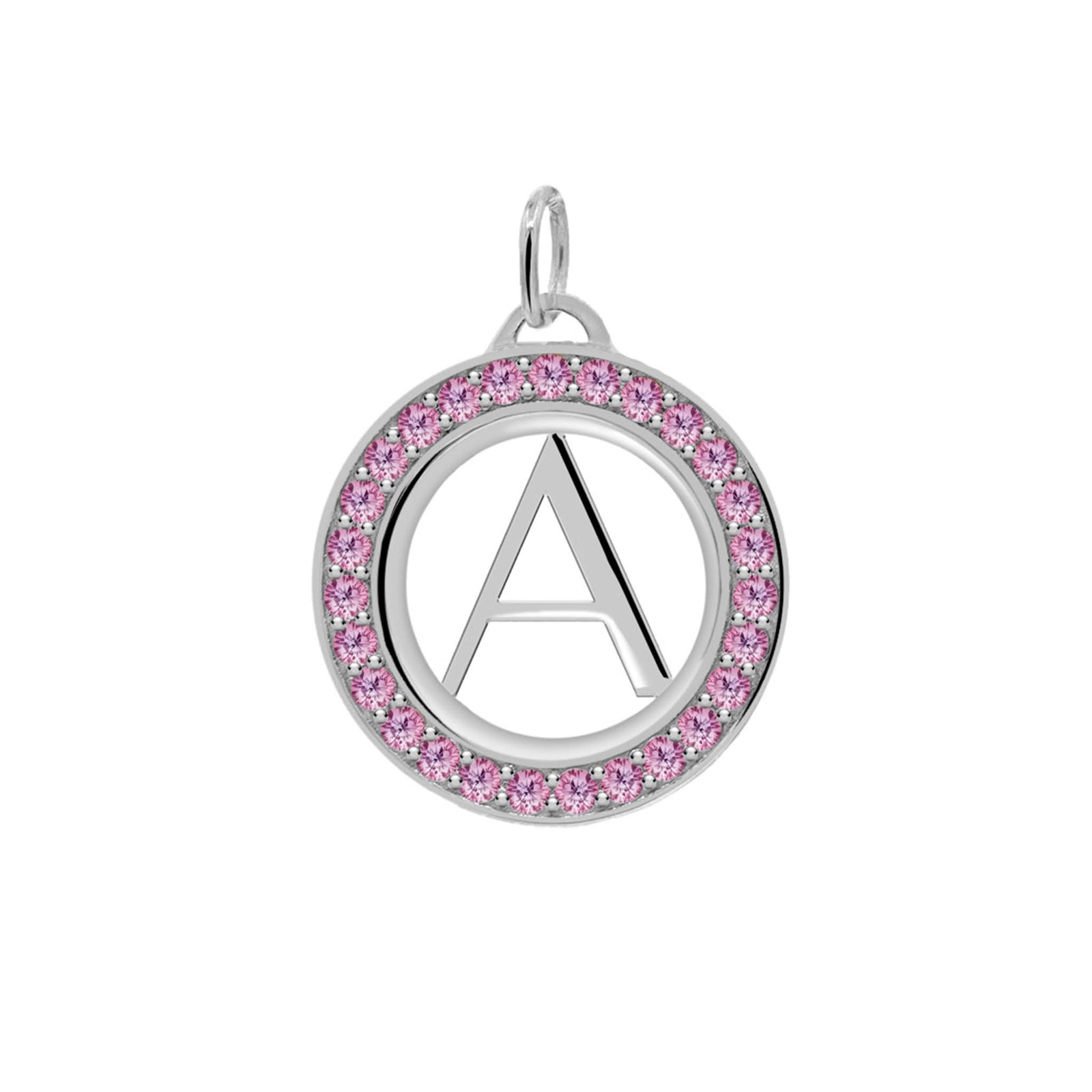 Letter & Pink Sapphire Pendant in 14k Gold (October)