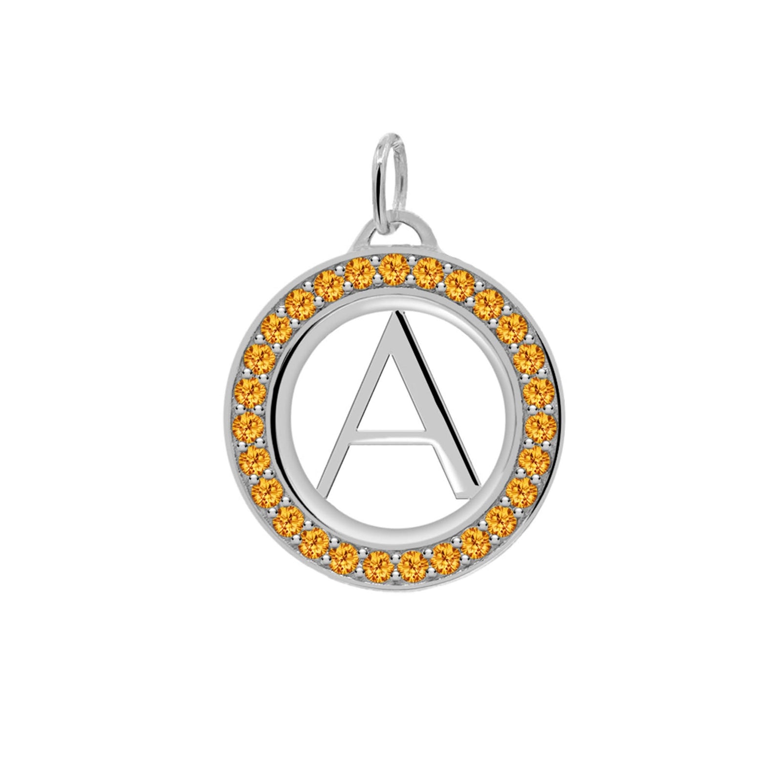 Letter & Citrine Pendant in 14k Gold (November)