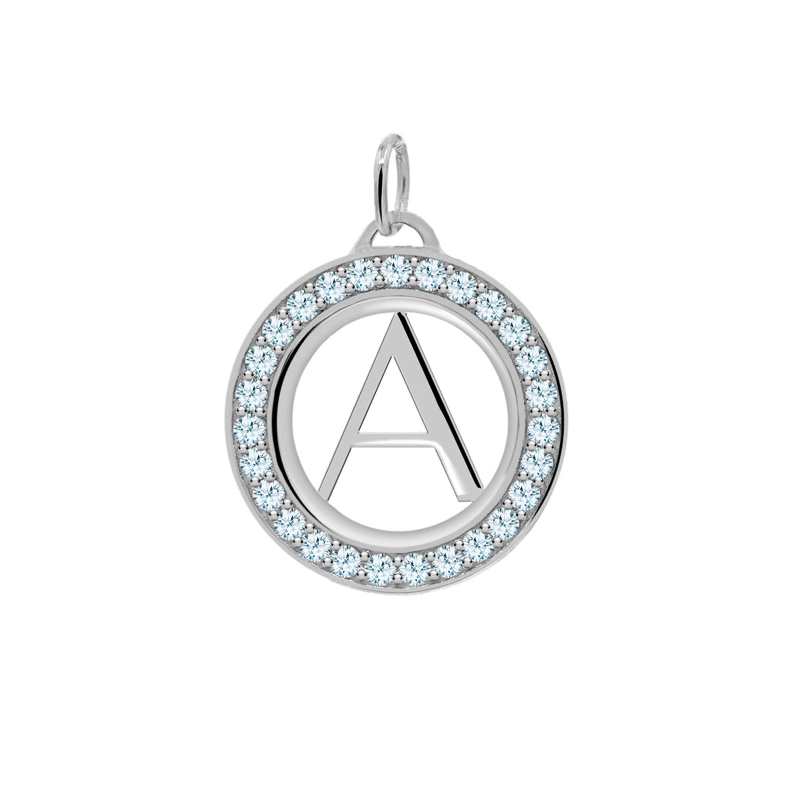 Letter & Nantucket Blue Topaz Pendant in 14k Gold (December)
