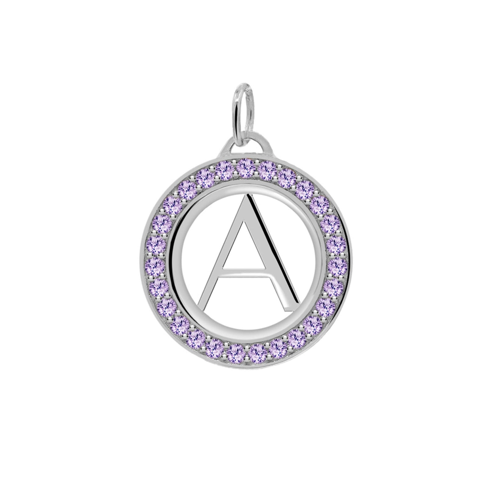Letter & Amethyst Pendant in 14k Gold (February)