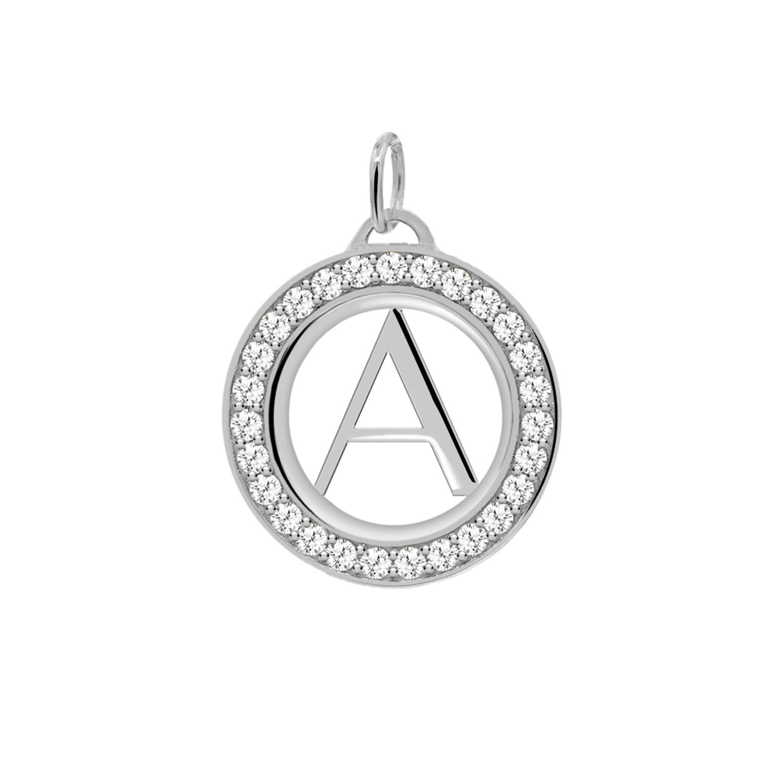 Letter & White Topaz Pendant in 14k Gold (April)
