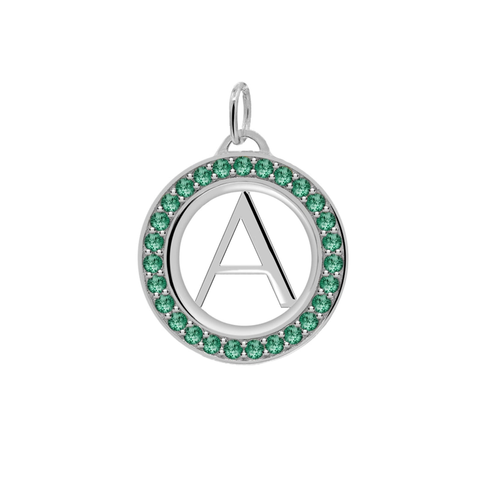 Letter & Emerald Pendant in 14k Gold (May)