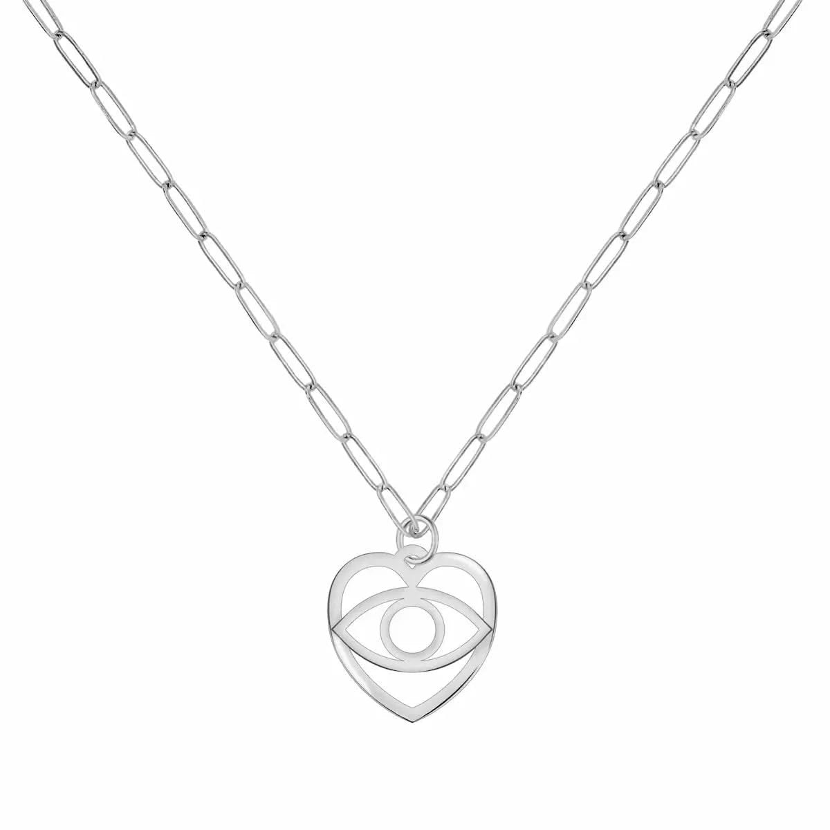 Yellow gold evil eye heart pendant on an Adelaide Mini chain, combining meaningful design with lightweight daily comfort.