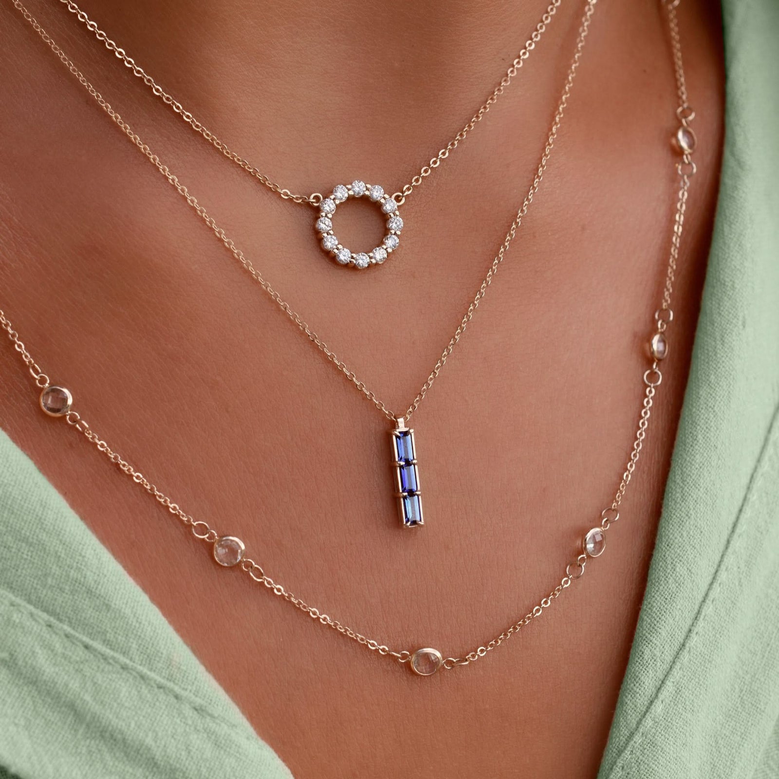 Providence 3 Birthstone Pendant in 14k Gold