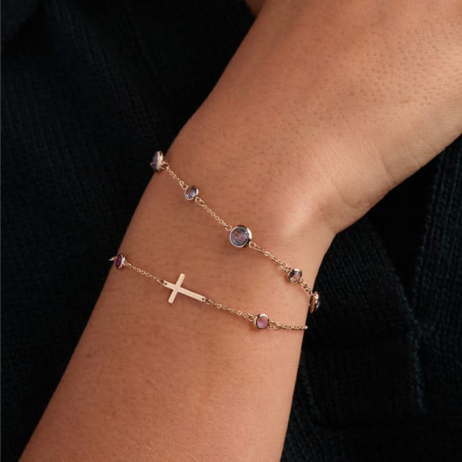 Bayberry Grand & Petite 7 Aquamarine Bracelet in 14k Gold (March)