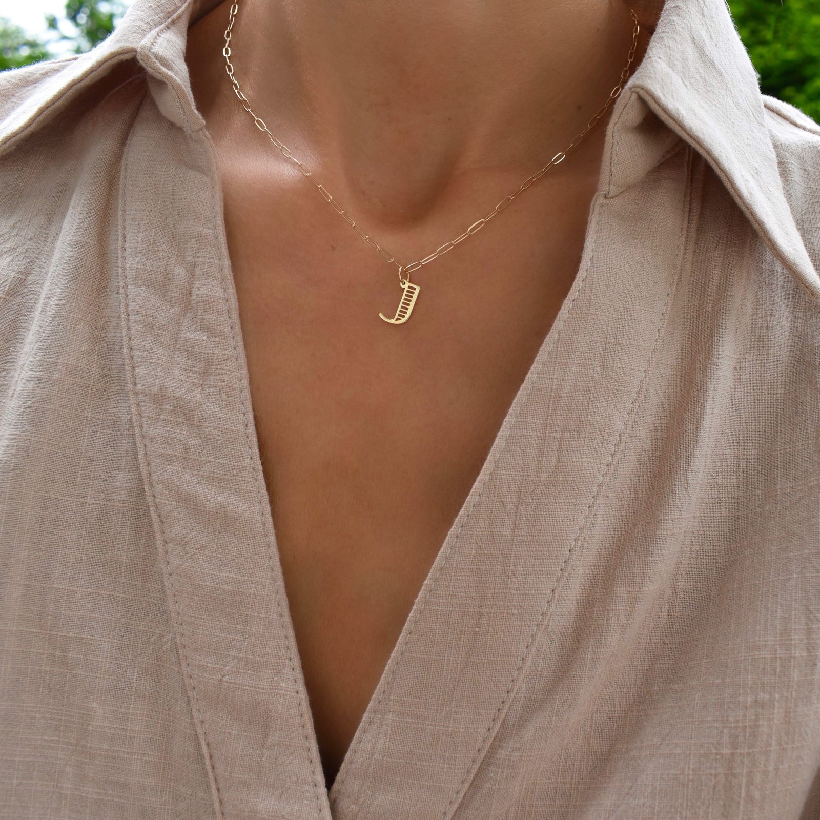 Essex Letter J Pendant in 14k Gold