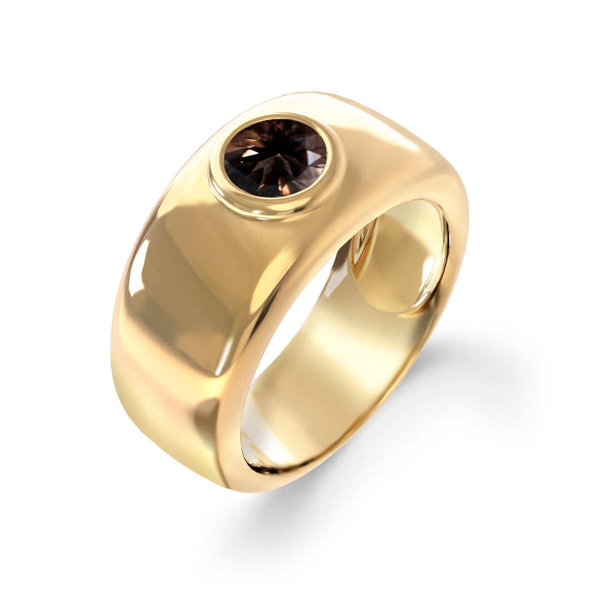 Jamestown Smoky Quartz Band Ring in 14k Gold (November)