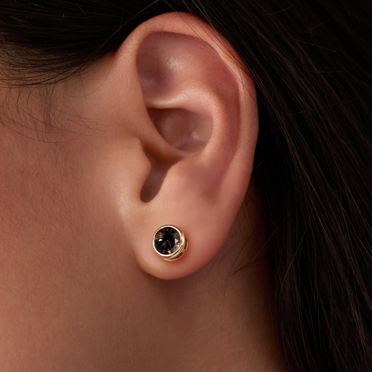 Jamestown Smoky Quartz Stud Earrings in 14k Gold (November)