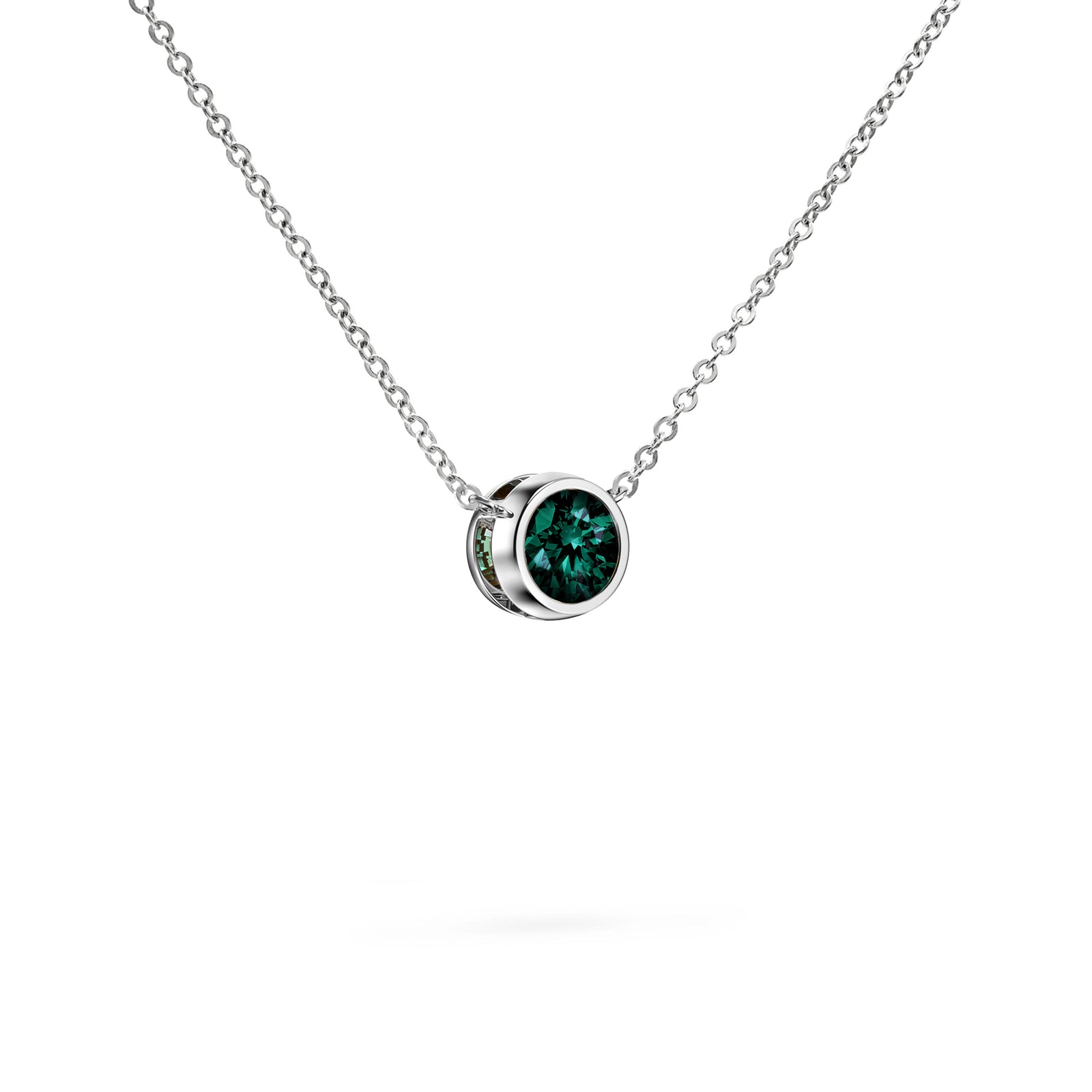 Jamestown Emerald Solitaire Necklace in 14k Gold (May)