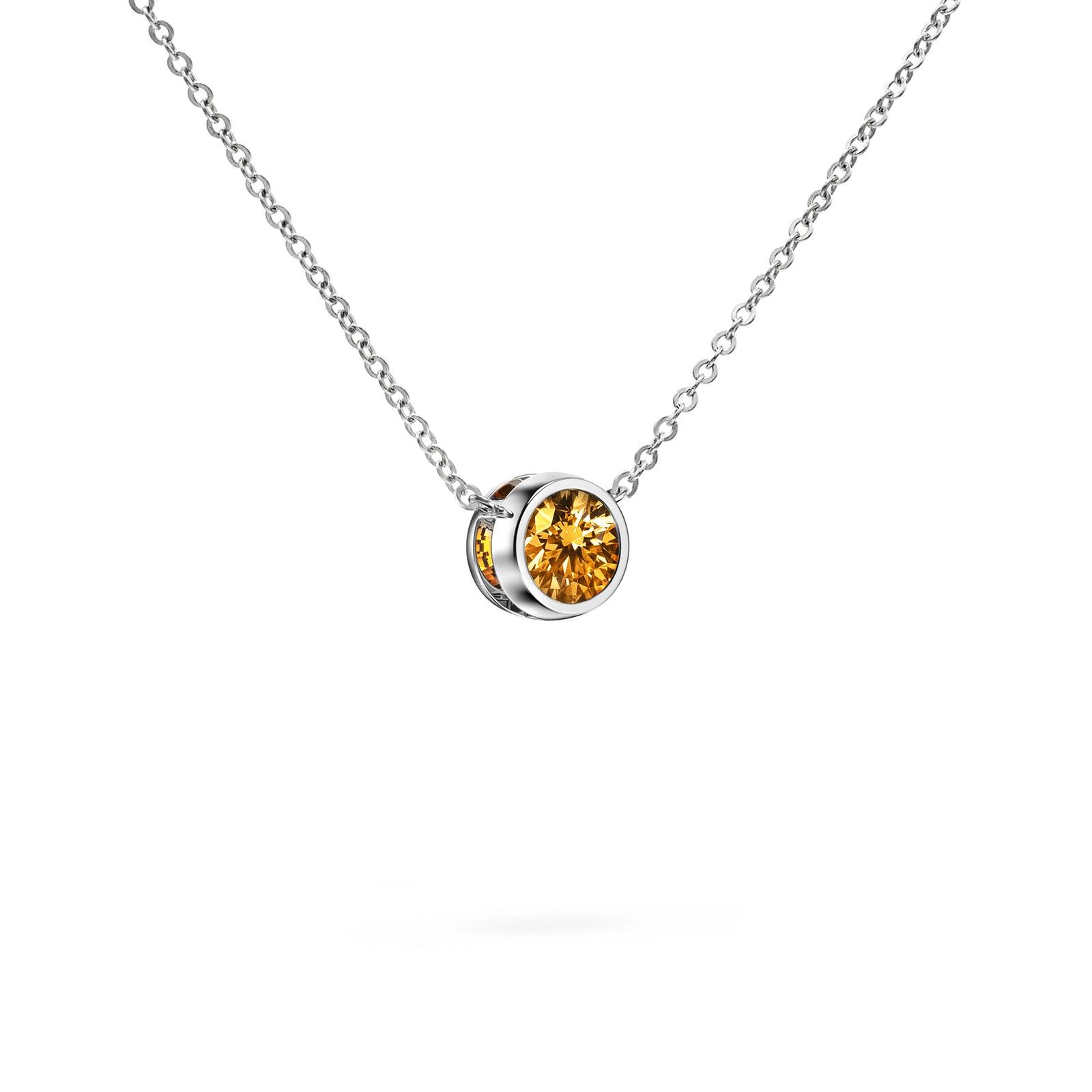 Jamestown Citrine Solitaire Necklace in 14k Gold (November)