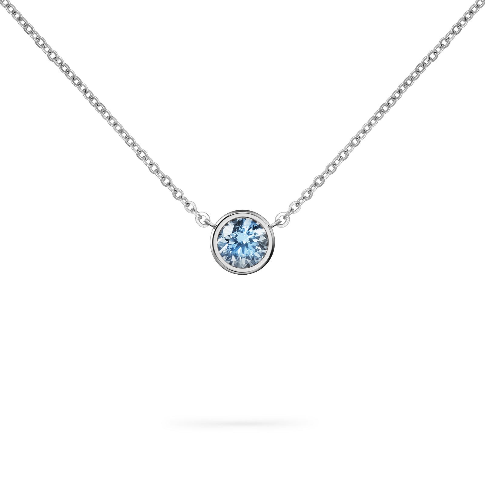 Jamestown Aquamarine Solitaire Necklace in 14k Gold (March)