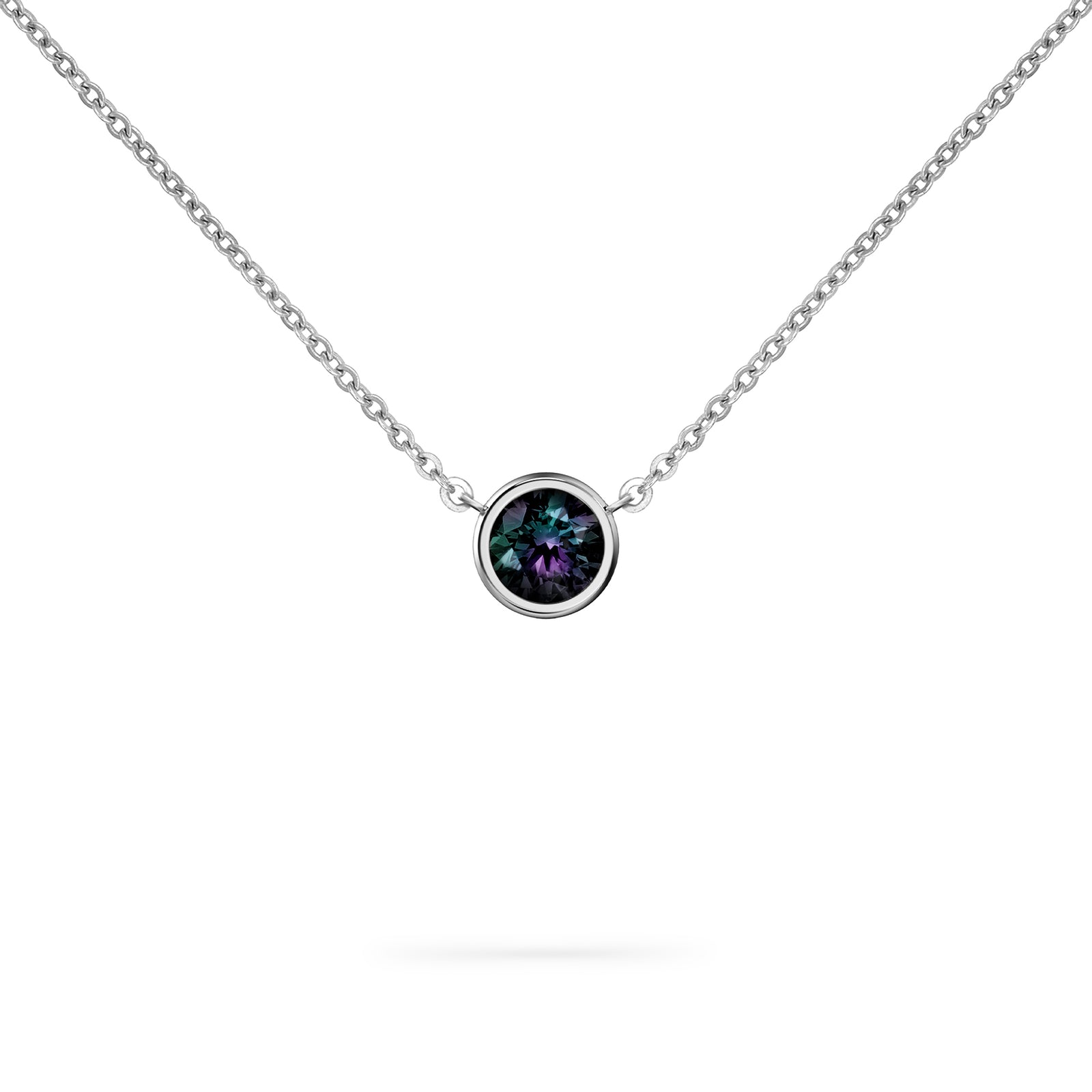 Jamestown Alexandrite Solitaire Necklace in 14k Gold (June)