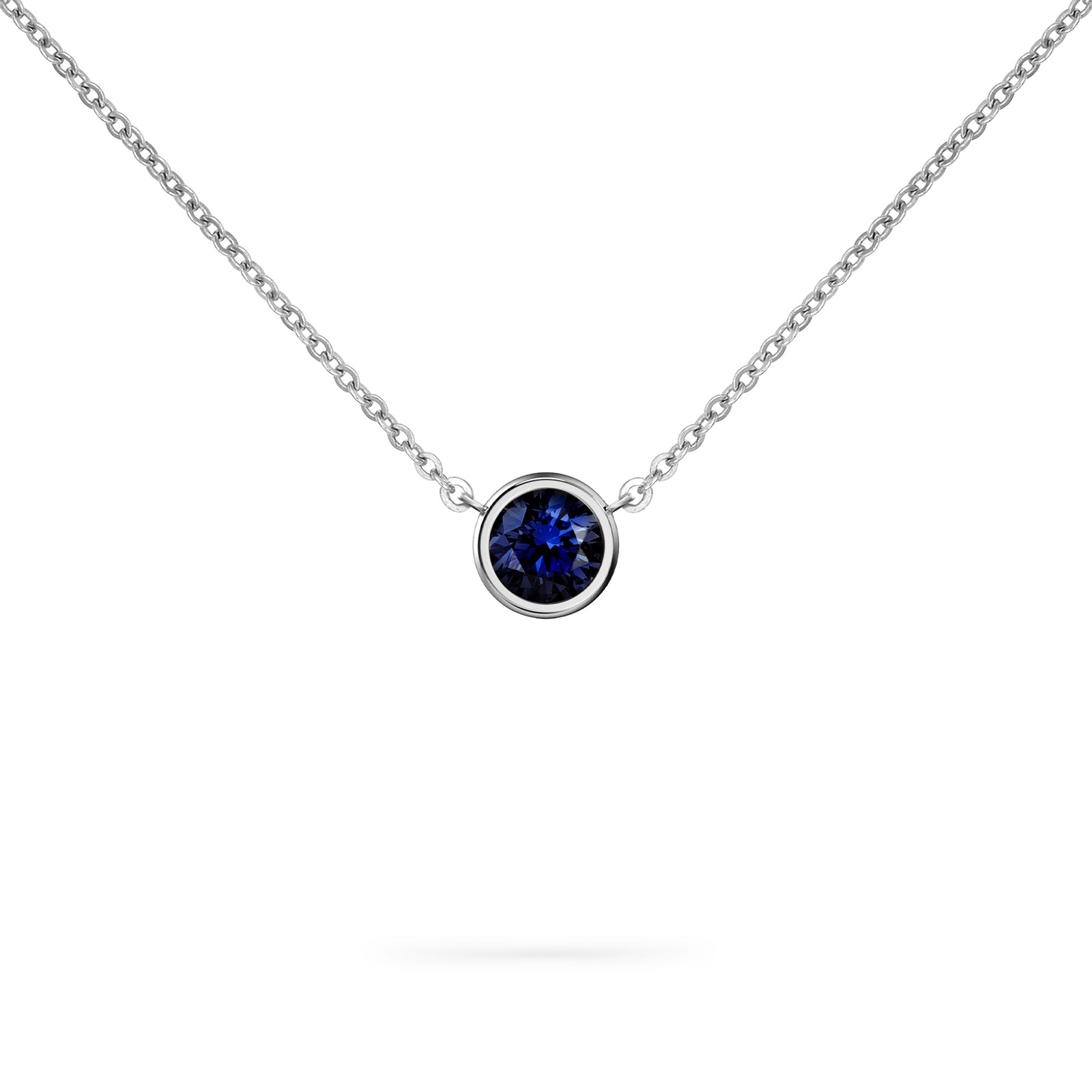 Jamestown Sapphire Solitaire Necklace in 14k Gold (September)