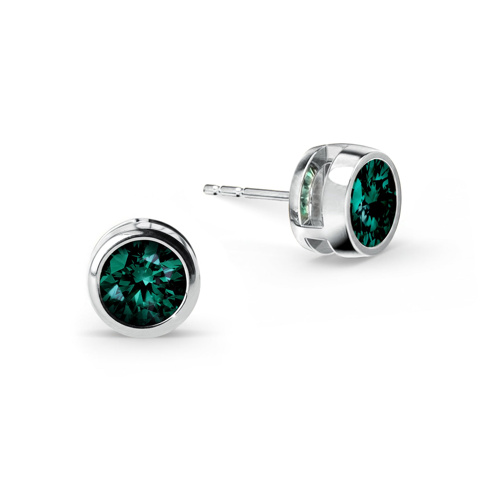 Jamestown Emerald Stud Earrings in 14k Gold (May)