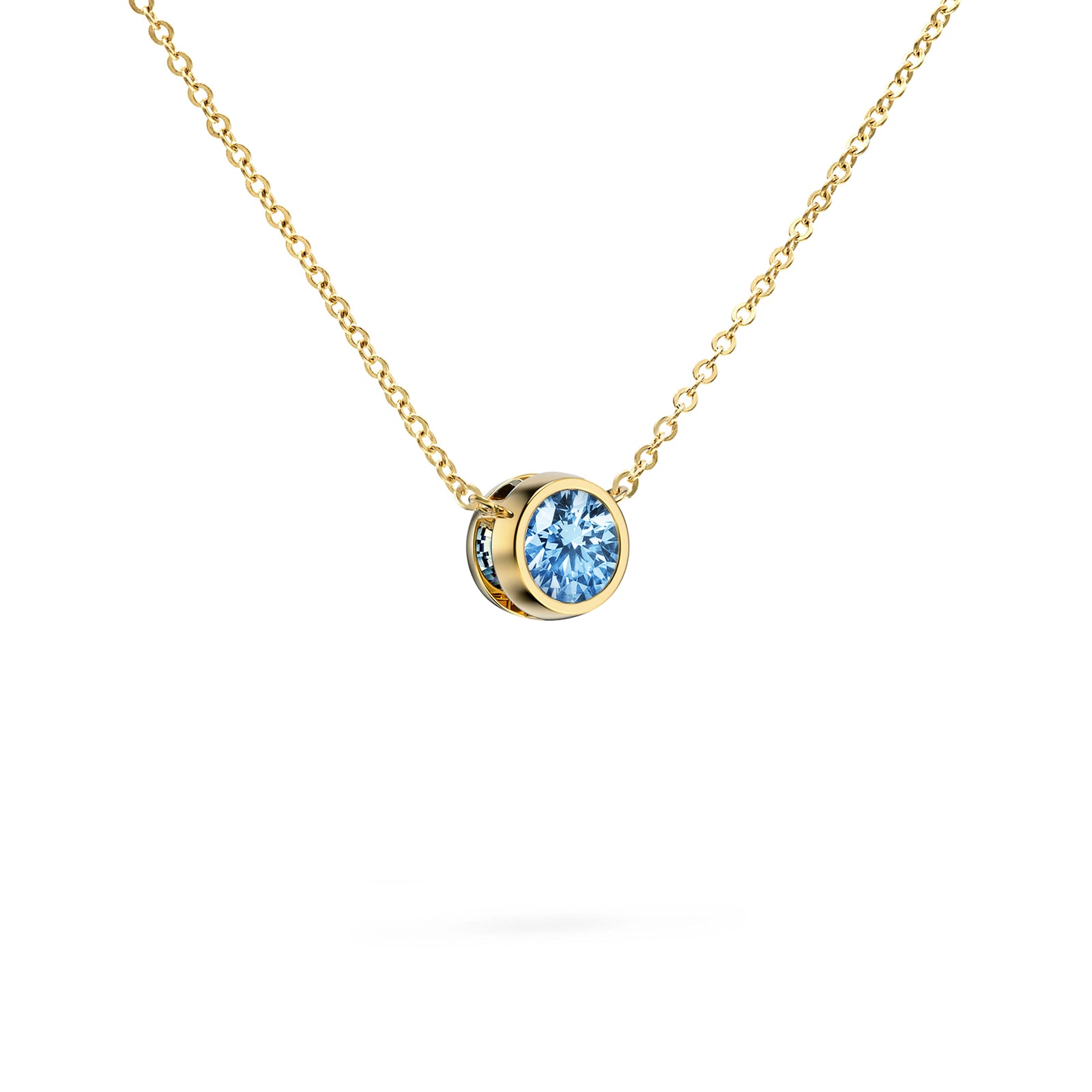 Jamestown Aquamarine Solitaire Necklace in 14k Gold (March)