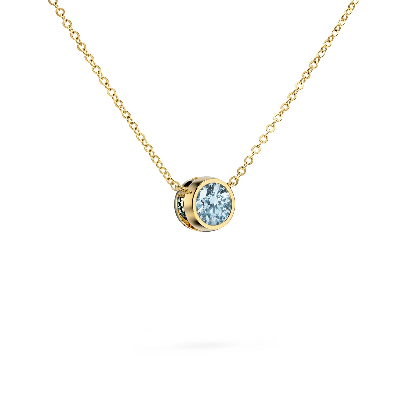 Jamestown Nantucket Blue Topaz Solitaire Necklace in 14k Gold (December)